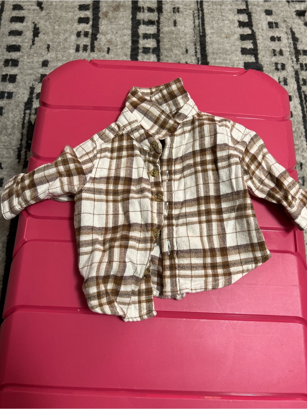 Kids Plaid Button-Front Shirt Jacket - Brown & Cream